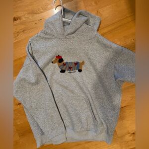 Aelfric Eden Gray Hoodie with Multicolor Dog Embroidery